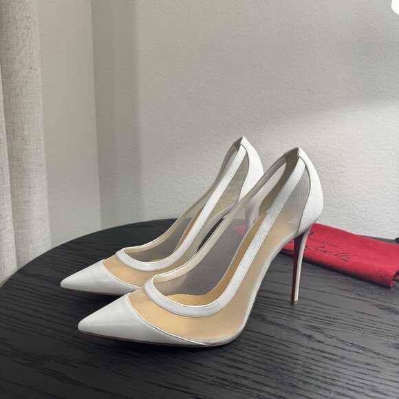 Christian Louboutin Galativi 100 Mesh Leather White 39.5 - Picture 2 of 9